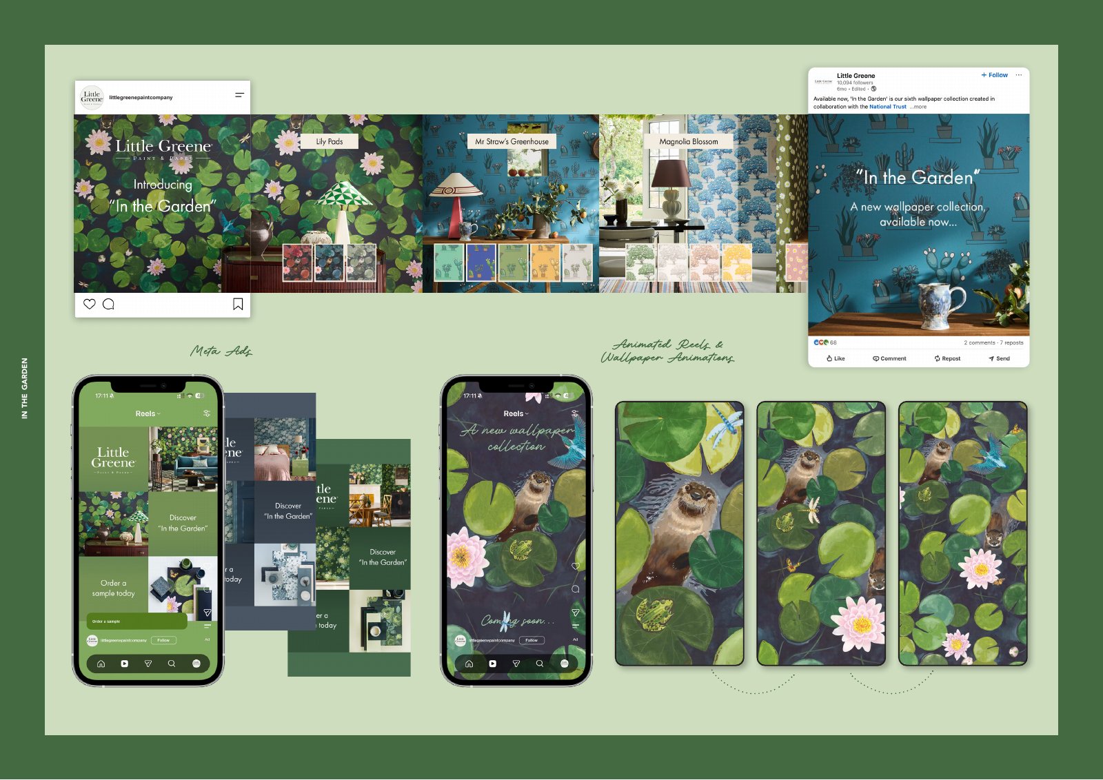 Little Greene In the Garden campaign across Instagram, LinkedIn, Meta ads and animated reels